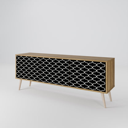 TESSELATED BLACKNESS 3-Door TV Stand in Oak Effect