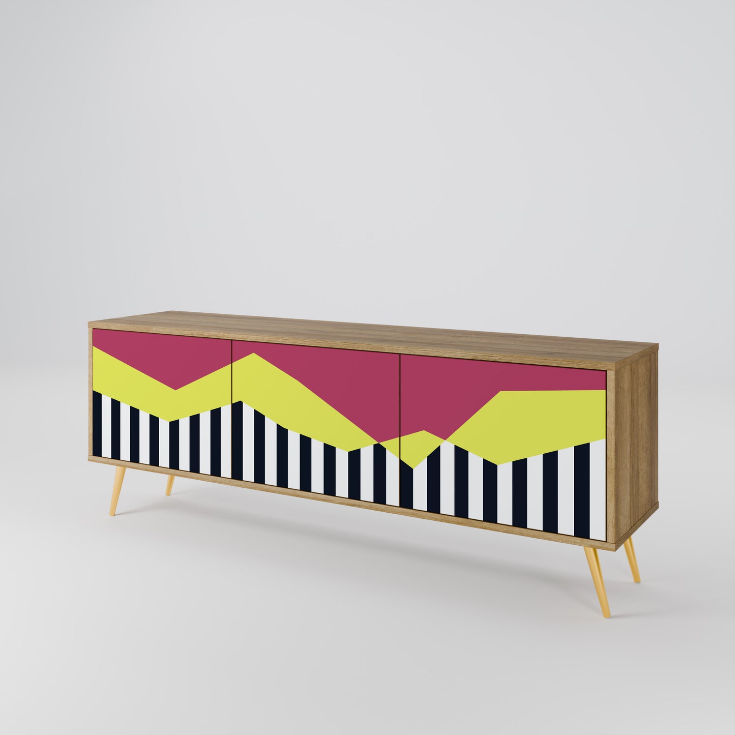 PIANO FANTASY 3-Door TV Stand in Oak Effect