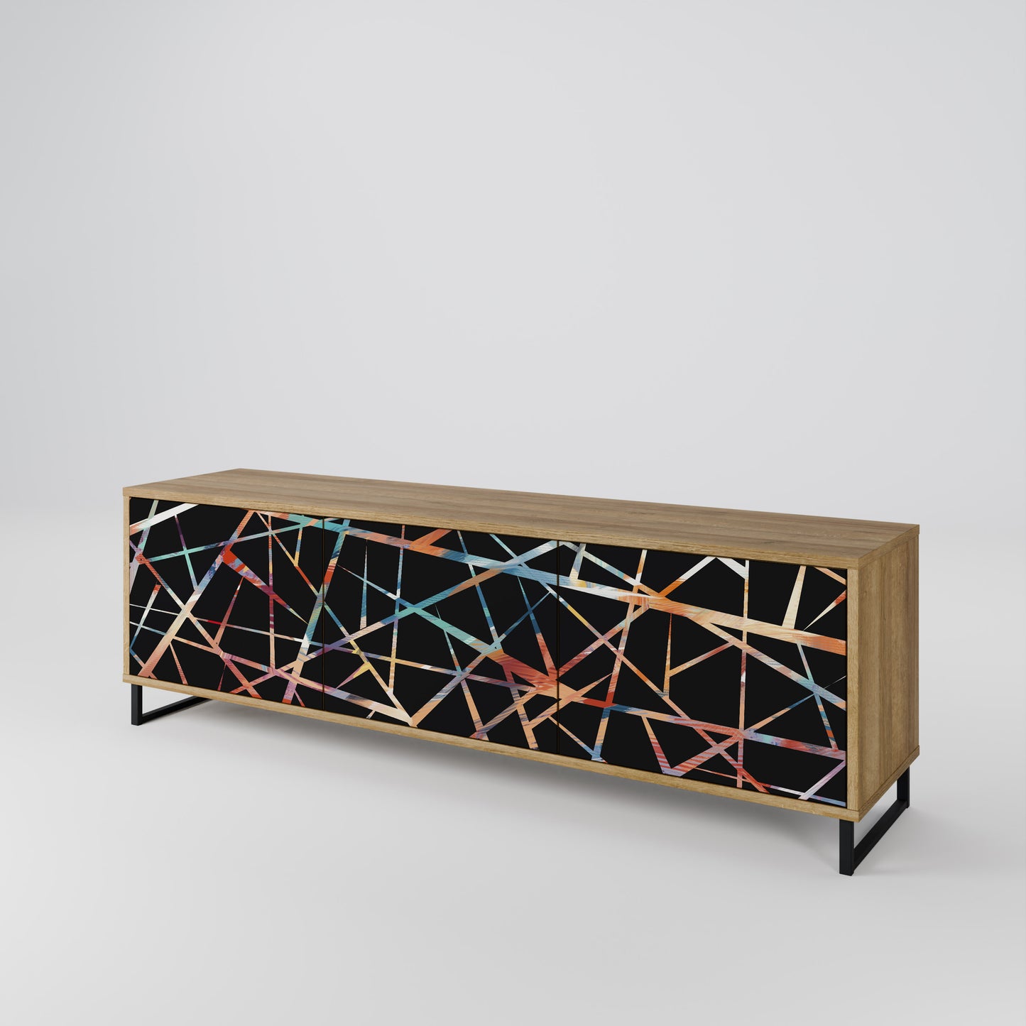 POLYGON VERVE 3-Door TV Stand in Oak Effect