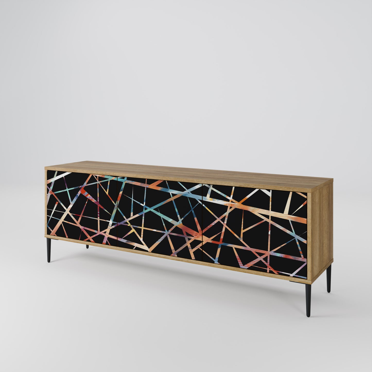 POLYGON VERVE 3-Door TV Stand in Oak Effect