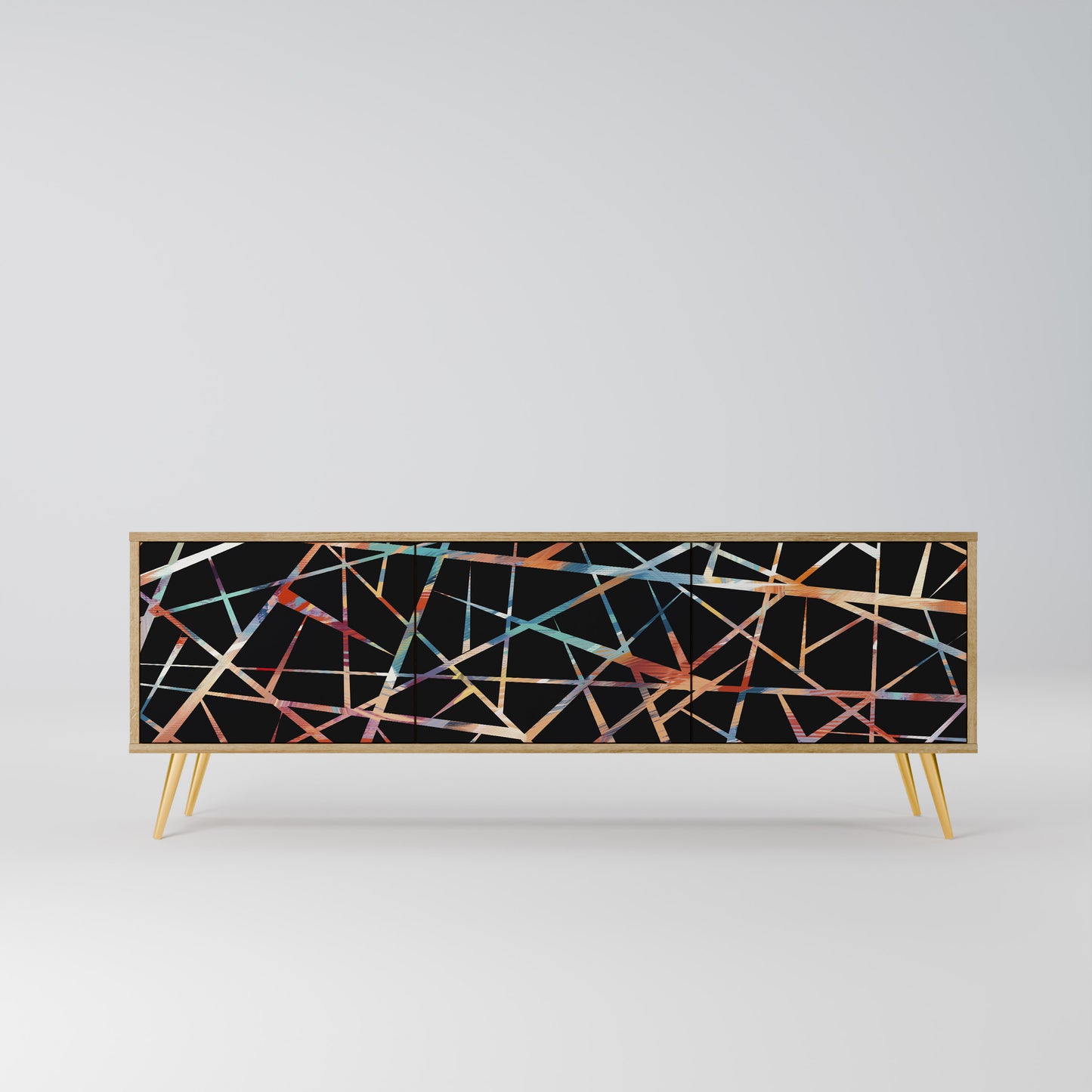 POLYGON VERVE 3-Door TV Stand in Oak Effect