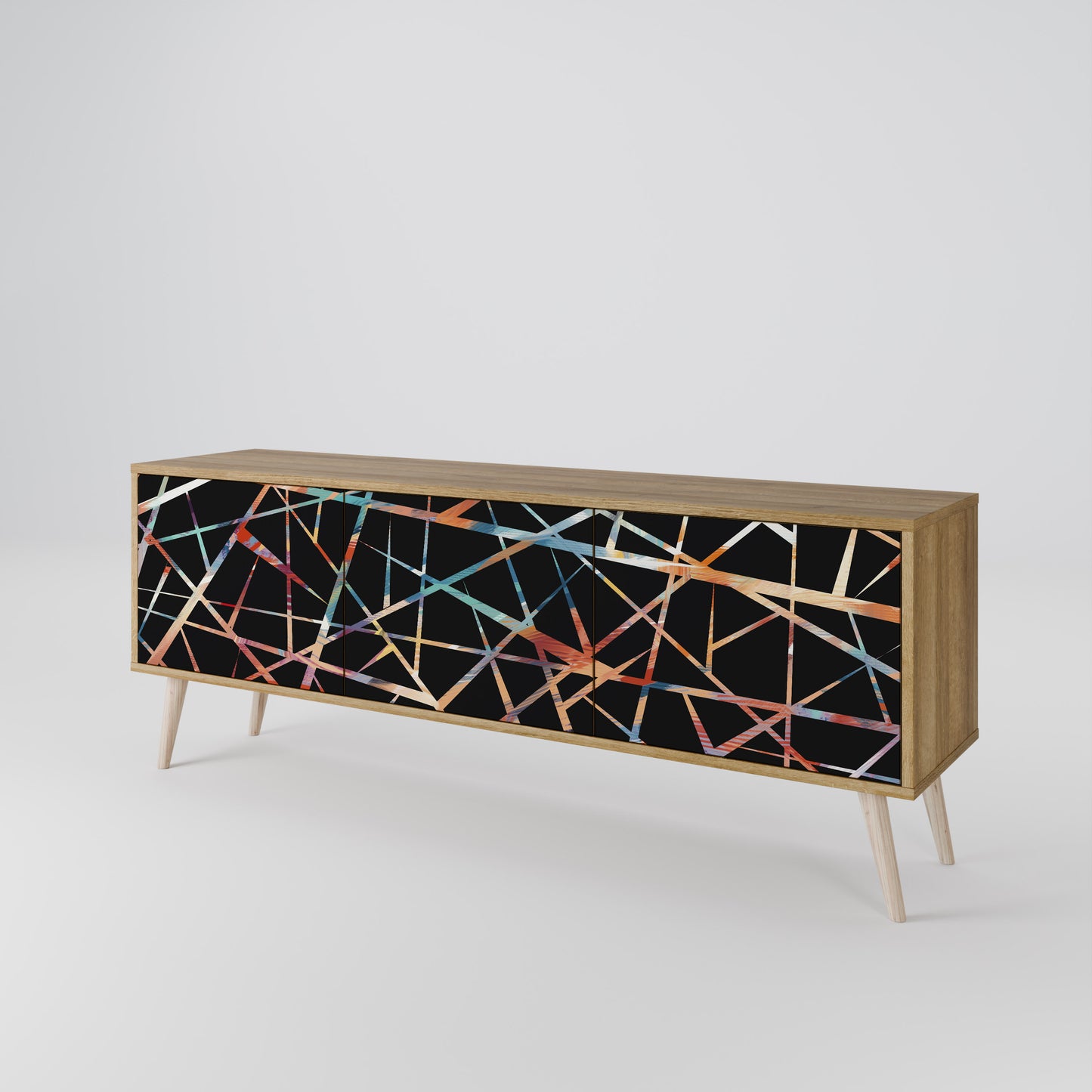 POLYGON VERVE 3-Door TV Stand in Oak Effect