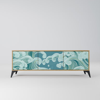 ASIAN SWAY 3-Door TV Stand in Oak Effect