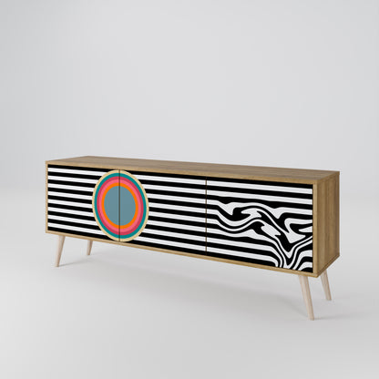 SPECTRA SHOWCASE 3-Door TV Stand in Oak Effect