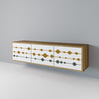 VIVID TONE 3-Door TV Stand in Oak Effect