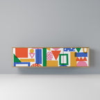 GEOMETRIC GLIMMER 3-Door TV Stand in Oak Effect