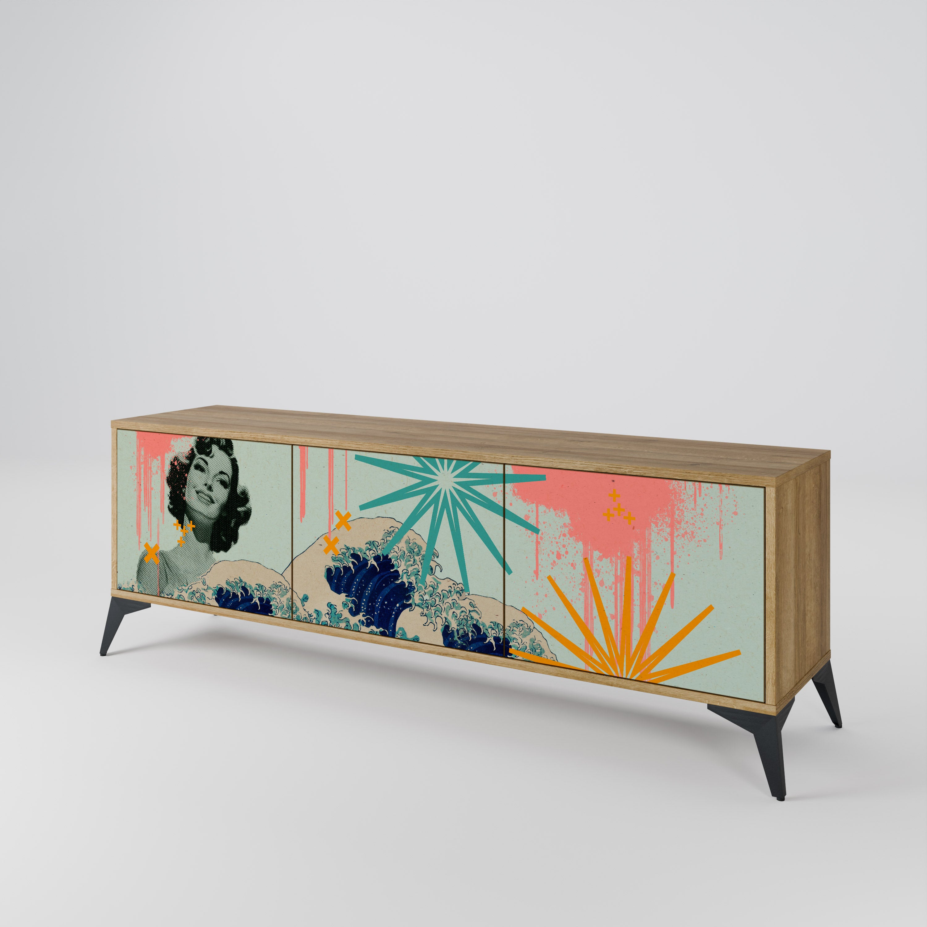 KANAGAWA BEAUTY 3-Door TV Cabinet