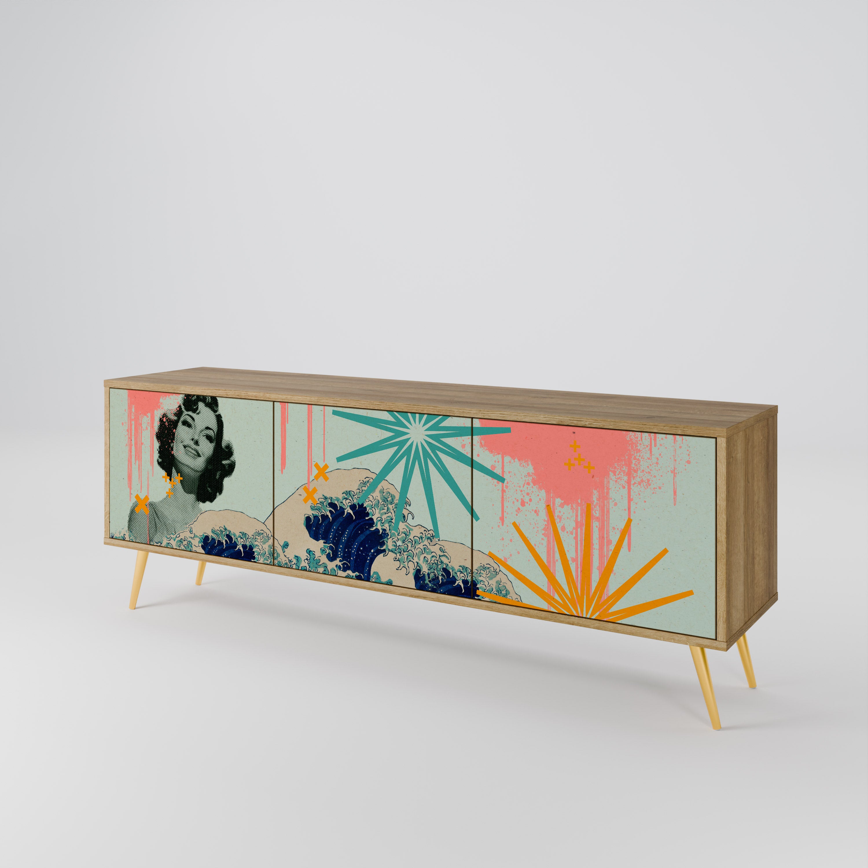 KANAGAWA BEAUTY 3-Door TV Cabinet