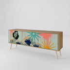 KANAGAWA BEAUTY 3-Door TV Stand in Oak Effect