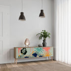 KANAGAWA BEAUTY 3-Door TV Stand in Oak Effect