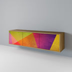 VIVID GEOMETRY 3-Door TV Stand in Oak Effect