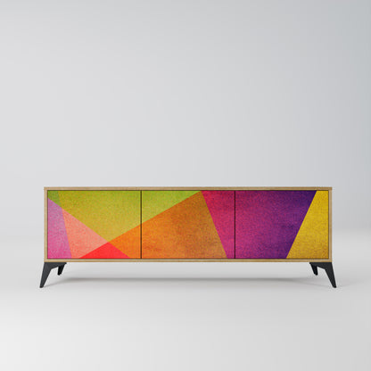 VIVID GEOMETRY 3-Door TV Stand in Oak Effect