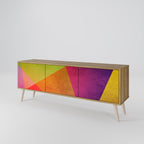 VIVID GEOMETRY 3-Door TV Stand in Oak Effect