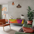 VIVID GEOMETRY 3-Door TV Stand in Oak Effect