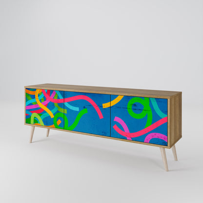 STREAMER TANGLE 3-Door TV Stand in Oak Effect