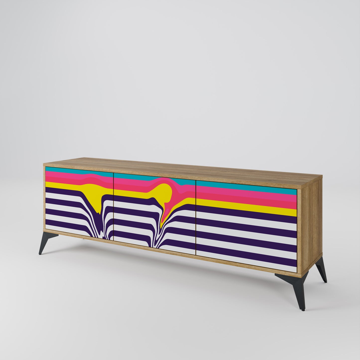 TONE COLLAPSE 3-Door TV Stand in Oak Effect