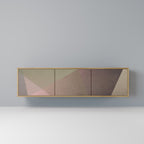 BEIGE GEOMETRY 3-Door TV Stand in Oak Effect