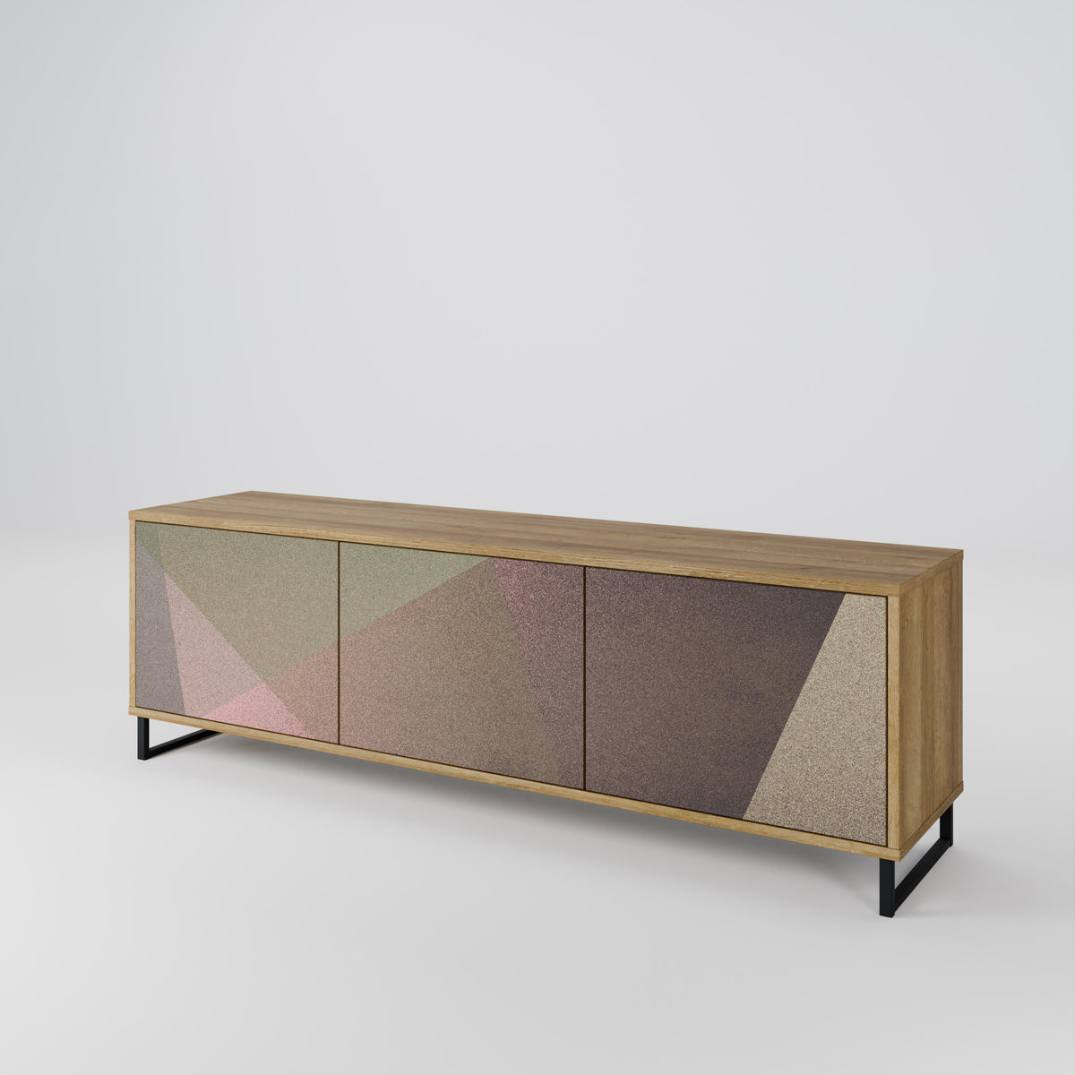 BEIGE GEOMETRY TV-bänk med 3 dörrar