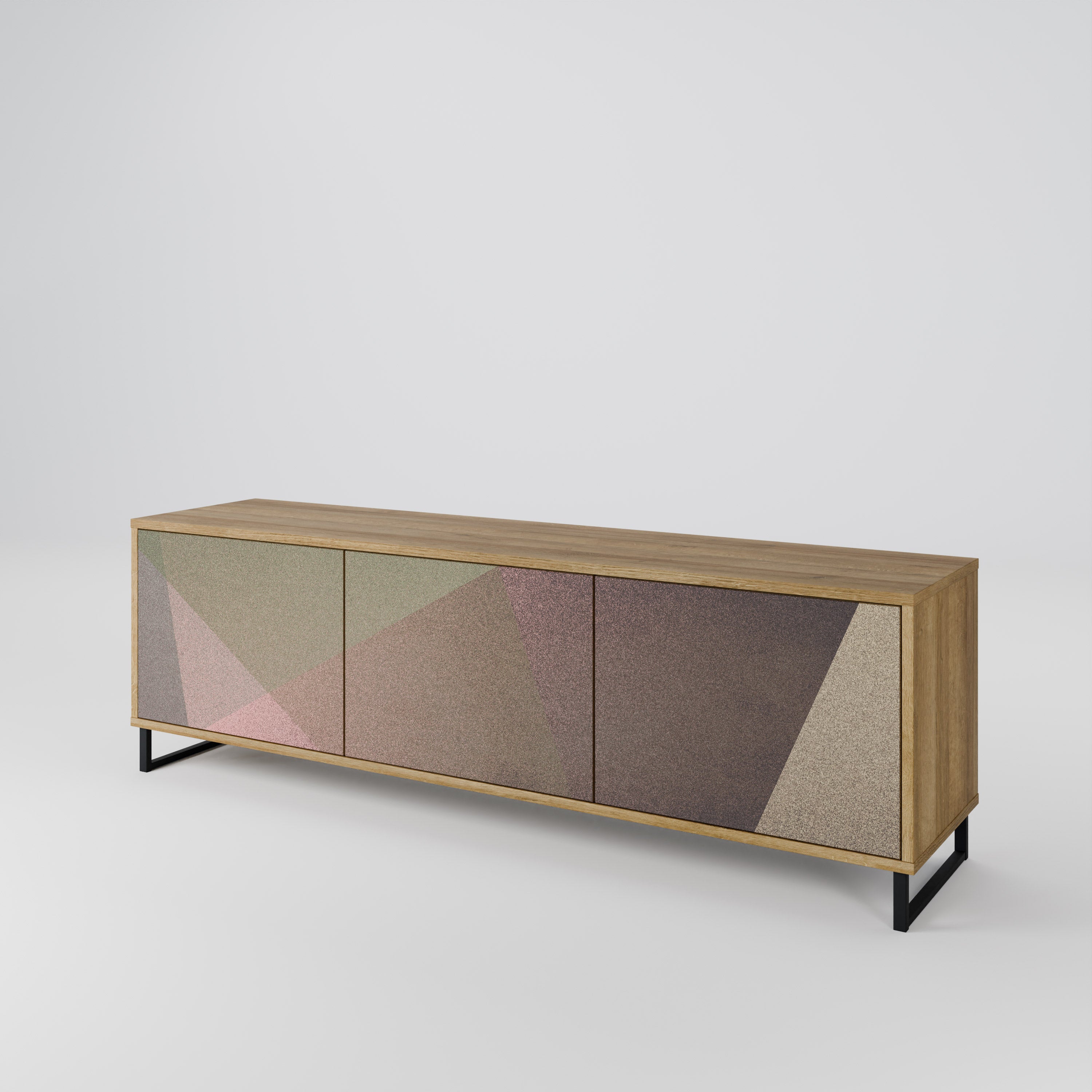BEIGE GEOMETRY 3-Door TV Cabinet