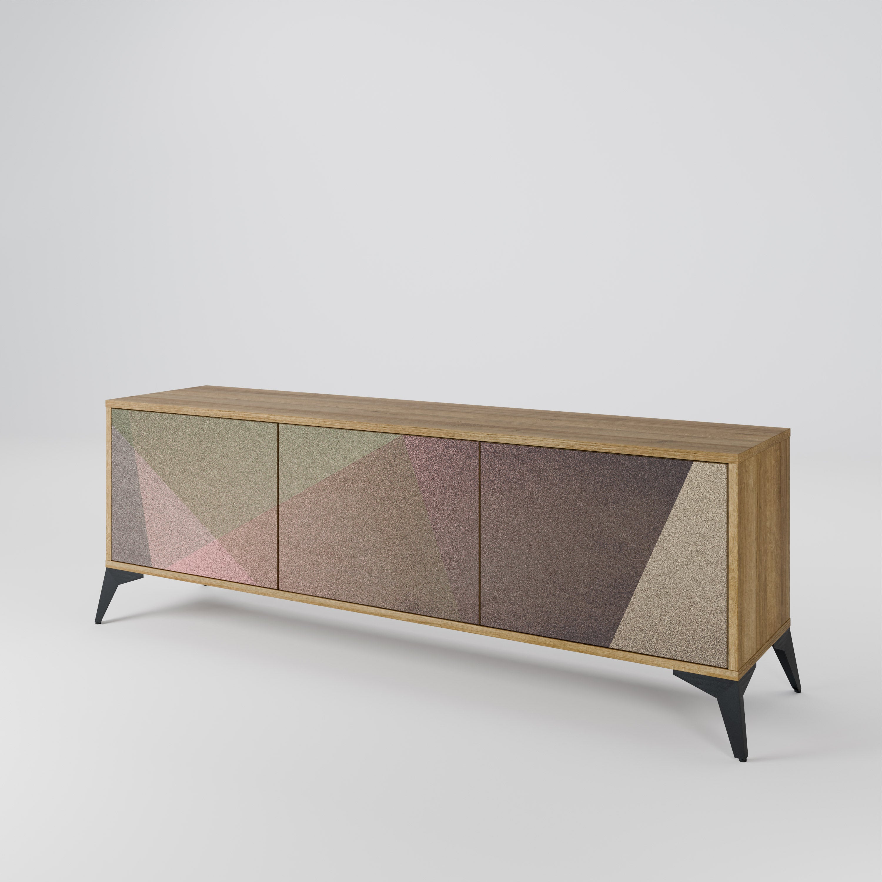 BEIGE GEOMETRY 3-Door TV Cabinet