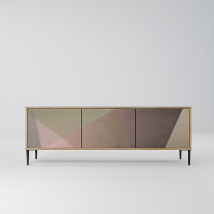 BEIGE GEOMETRY 3-Door TV Stand in Oak Effect