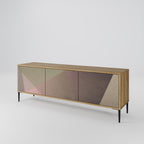 BEIGE GEOMETRY 3-Door TV Stand in Oak Effect
