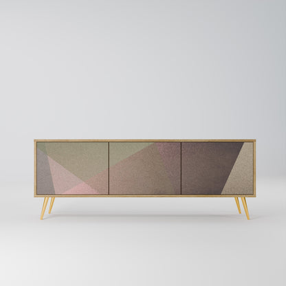 BEIGE GEOMETRY 3-Door TV Stand in Oak Effect