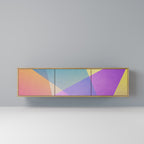 BRIGHT GEOMETRY 3-Door TV Stand in Oak Effect