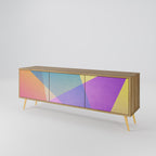 BRIGHT GEOMETRY 3-Door TV Stand in Oak Effect