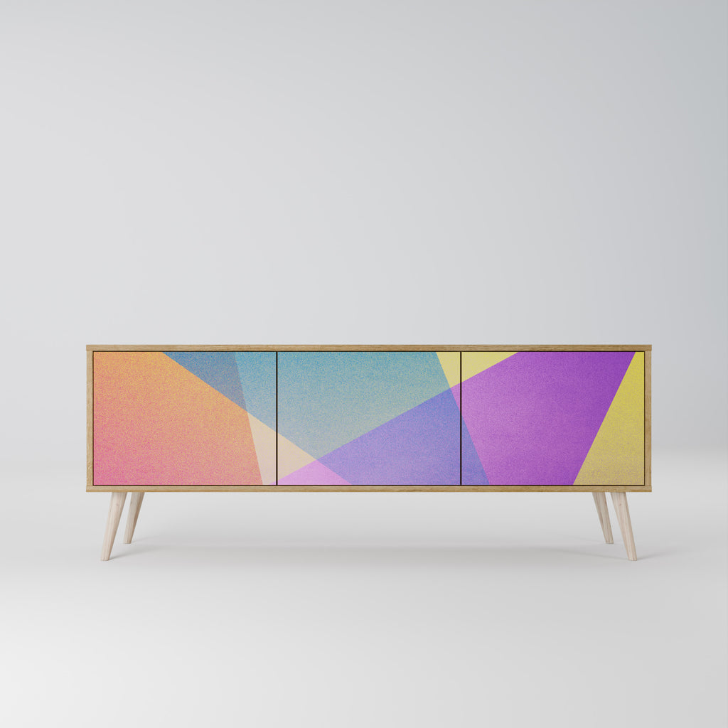 LJUS GEOMETRI 3-dörrars TV-bänk i ekeffekt