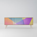 BRIGHT GEOMETRY 3-Door TV Stand in Oak Effect