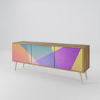 BRIGHT GEOMETRY 3-Door TV Stand in Oak Effect