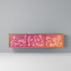 IRREGULAR PINK 3-Door TV Stand in Oak Effect