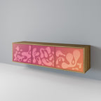 IRREGULAR PINK 3-Door TV Stand in Oak Effect