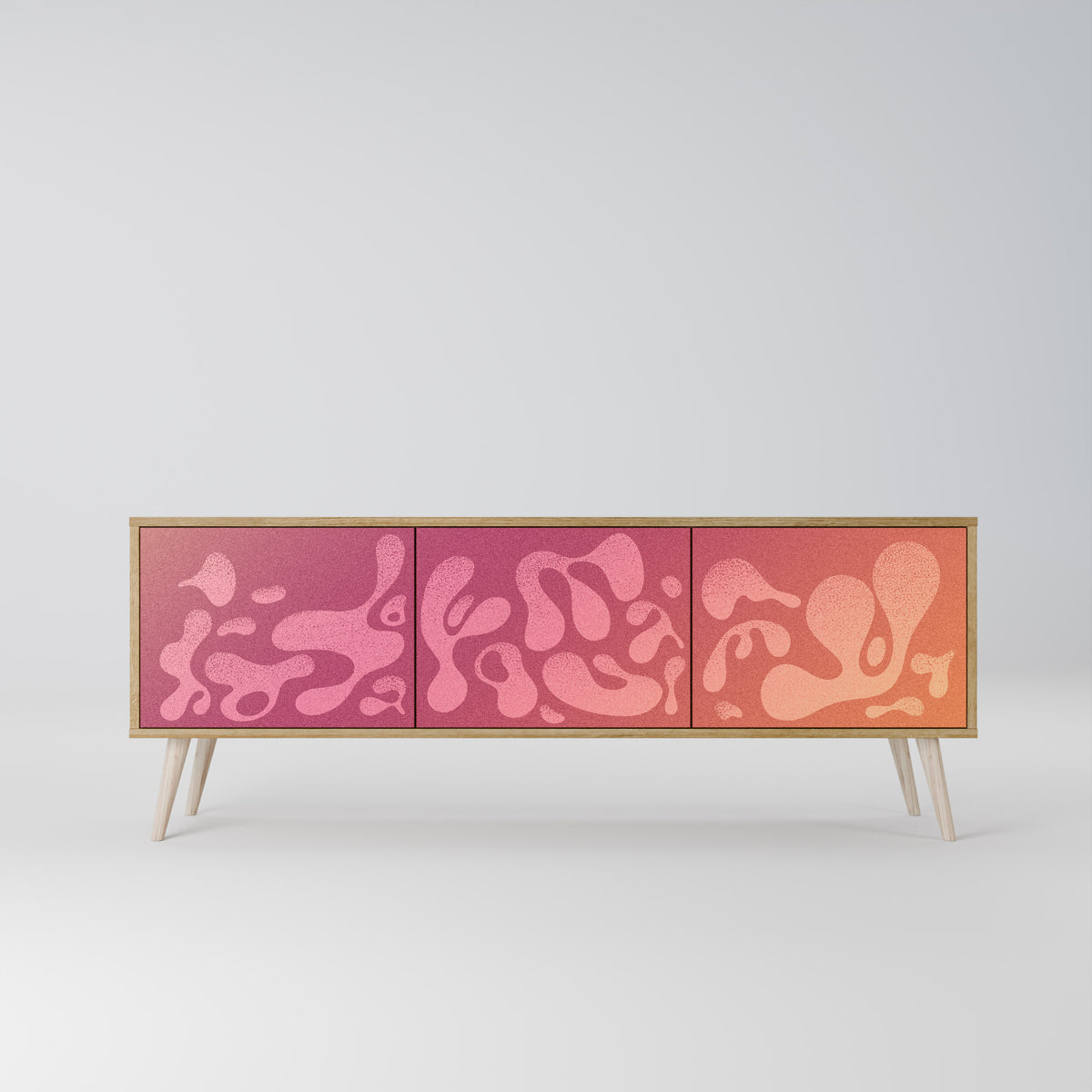 IRREGULAR PINK TV-bänk med 3 dörrar