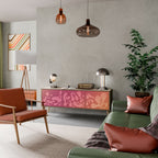 IRREGULAR PINK 3-Door TV Stand in Oak Effect