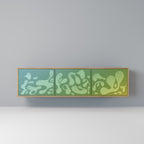 IRREGULAR BLUE 3-Door TV Stand in Oak Effect