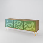 IRREGULAR BLUE 3-Door TV Stand in Oak Effect