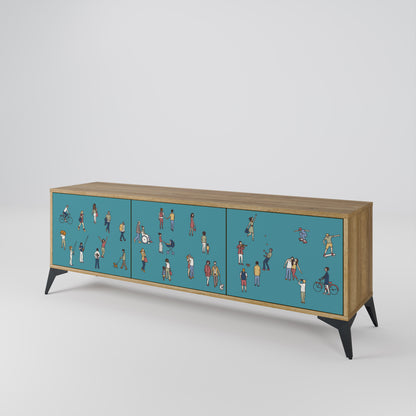 COLLECTIVE STREAM 3-Door TV Stand in Oak Effect