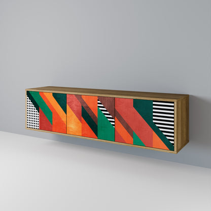 MAKESHIFT ARTISTRY 3-Door TV Stand in Oak Effect