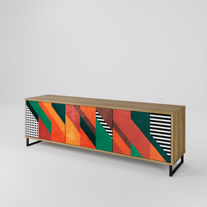 MAKESHIFT ARTISTRY 3-Door TV Stand in Oak Effect