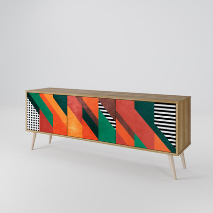 MAKESHIFT ARTISTRY 3-Door TV Stand in Oak Effect