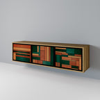 EARTHY FIGURES 3-Door TV Stand in Oak Effect