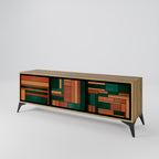 EARTHY FIGURES 3-Door TV Stand in Oak Effect