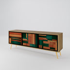 EARTHY FIGURES 3-Door TV Stand in Oak Effect