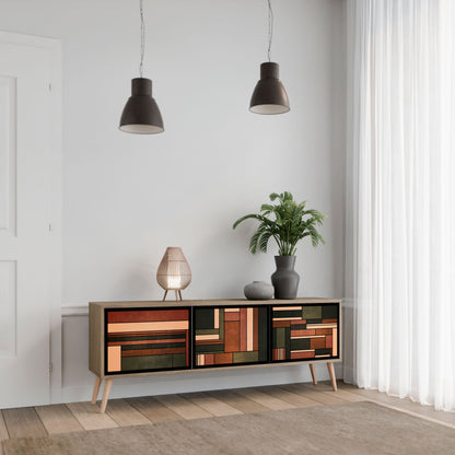FIGURES OF NATURE 3-Door TV Stand in Oak Effect