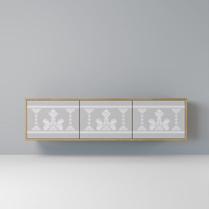 THAI GRAY 3-Door TV Stand in Oak Effect