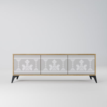 THAI GRAY 3-Door TV Stand in Oak Effect