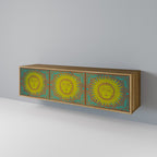 SUNSHINE EULOGY 3-Door TV Stand in Oak Effect