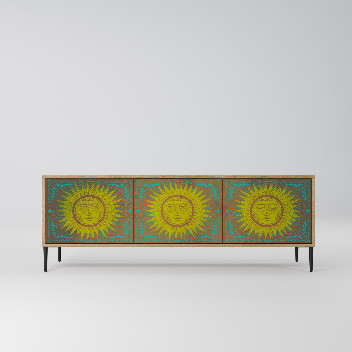 SUNSHINE EULOGY 3-Door TV Stand in Oak Effect